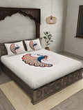 JAIPUR FABRIC Off White & Red Printed 240 TC Cotton King Bedsheet with 2 Pillow Covers
