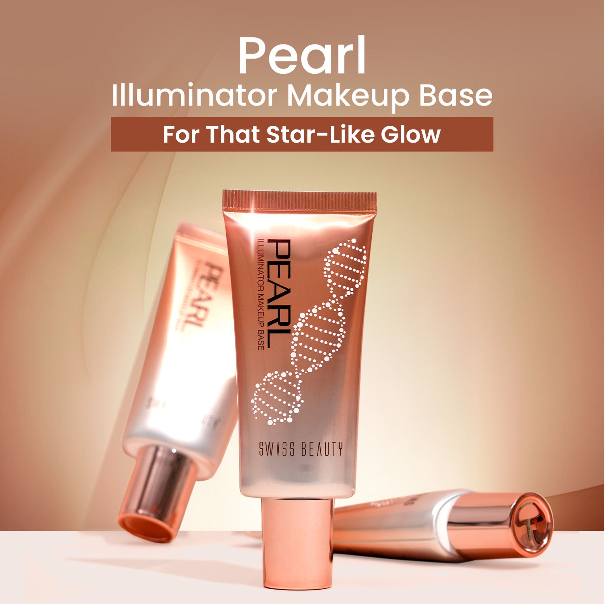 Swiss Beauty Pearl Illuminator Makeup Base Long lasting & Radiant Skin Highlighter - 01 Golden Pink