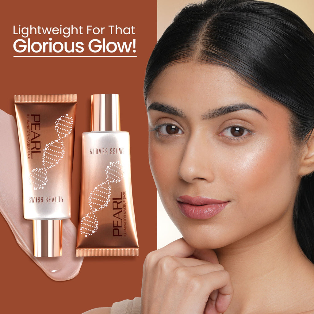 Swiss Beauty Pearl Illuminator Makeup Base Long lasting & Radiant Skin Highlighter - 01 Golden Pink