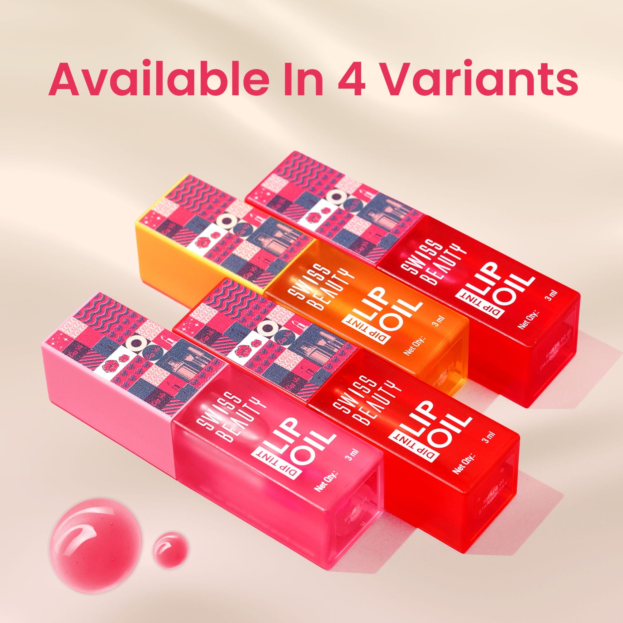 Swiss Beauty Dip Tint Color Changing Long Lasting With Vitamin-E PH Lip Oil - 1 Strawberry