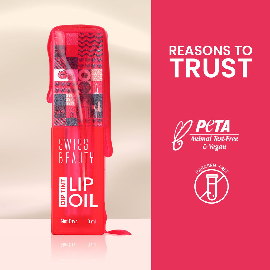 Swiss Beauty Dip Tint Color Changing Long Lasting With Vitamin-E PH Lip Oil - 2 Dragon Fruit