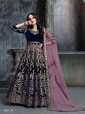 Anaita Navy Blue Embroidered Velvet Patiala Suit