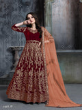 Anaita Maroon Embroidered Velvet Patiala Suit