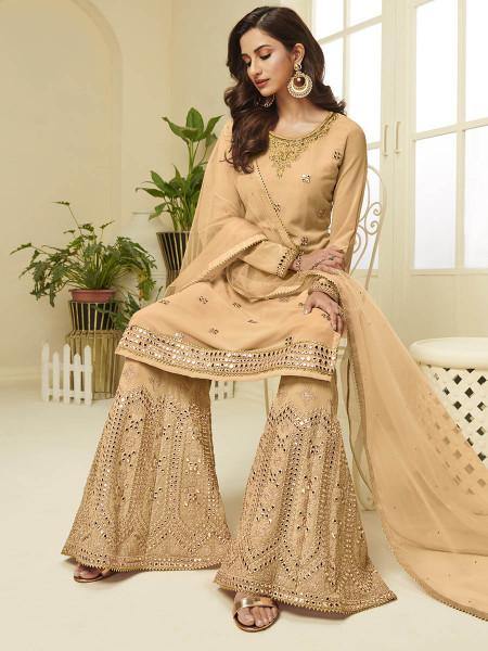 Myra Musturd Yellow Georgette Embroidered Palazzo Sui