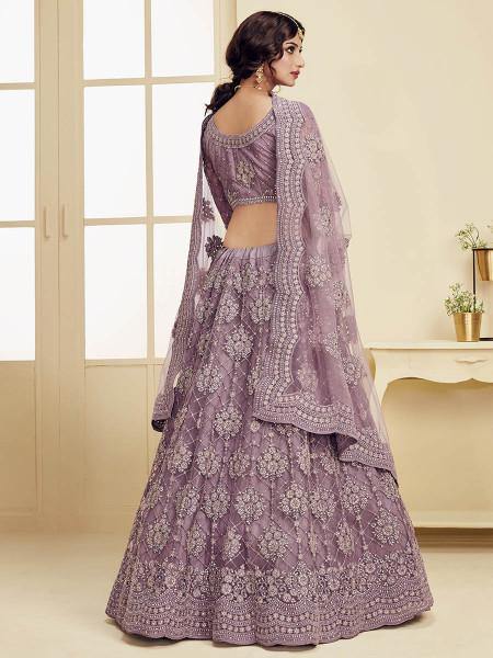Myra Violet Heavy Embroidered Net bridal Lehenga