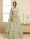 Myra Mint Green Heavy Embroidered Net bridal Lehenga