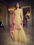 Myra Beige Heavy Embroidered Gharara Suit