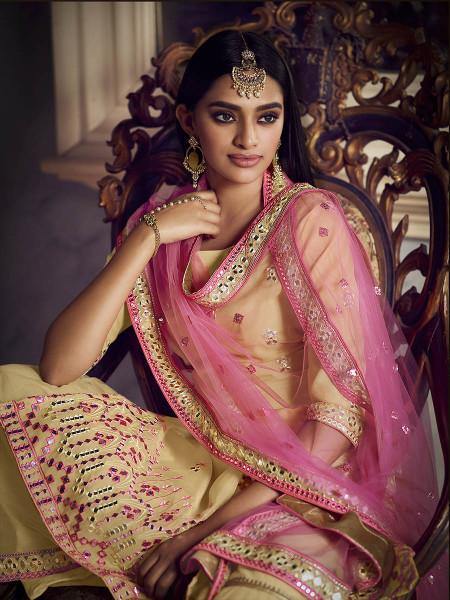 Myra Beige Heavy Embroidered Gharara Suit
