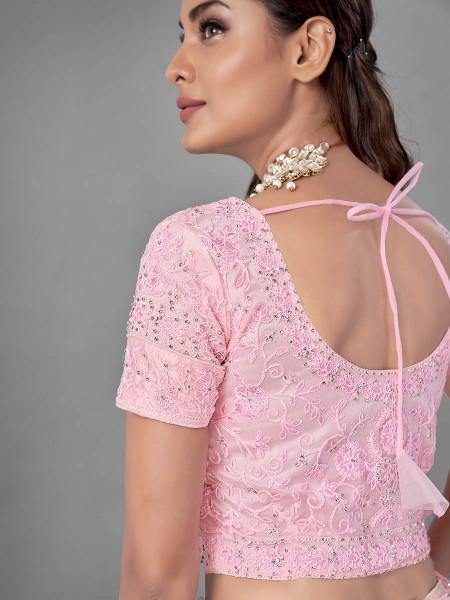 Myra Pink Heavy Embroidered Soft Net bridal Lehenga