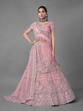 Myra Pink Heavy Embroidered Soft Net bridal Lehenga