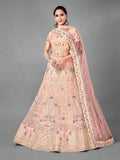 Myra Peach Heavy Embroidered Soft Net bridal Lehenga