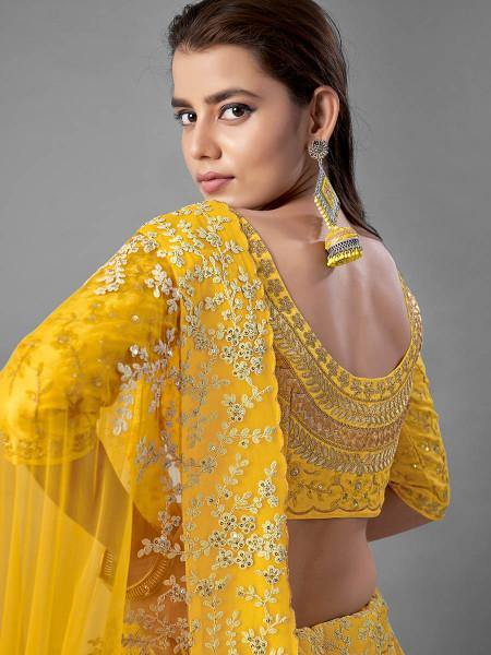 Myra Yellow Heavy Embroidered Art Silk bridal Lehenga