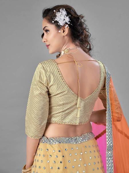 Myra Beige Heavy Embroidered Soft Net bridal Lehenga