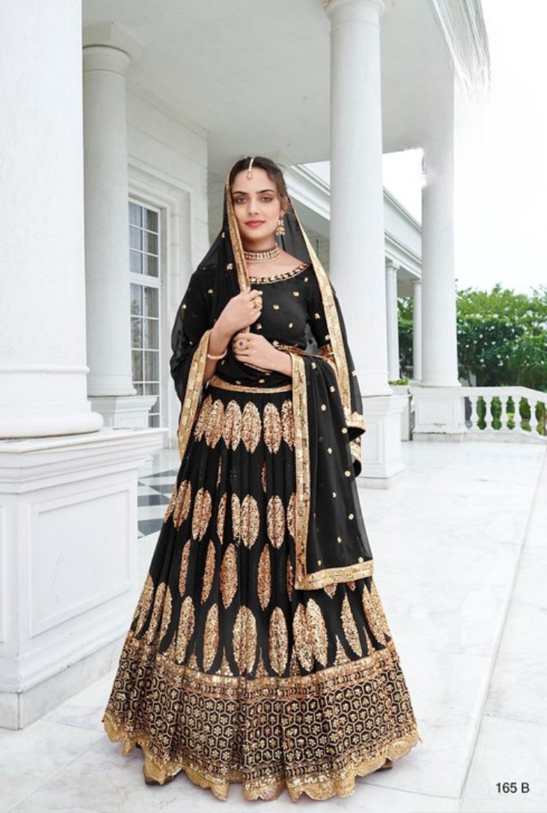 Anaita Black Georgette Lehenga Choli With Sequence & Thread Work