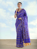 Monjolika Fashion Navy Blue Satin Silk Saree With Patola Work And Elephant Motifs