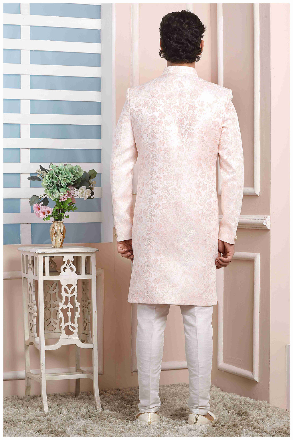 Raivat Ethnic Jacquard Silk Thread Work Indo Western In Pink Colour