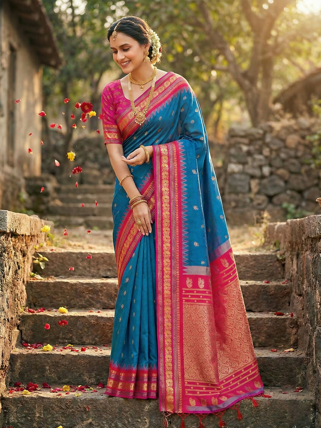 Shree Shyam Fashion Blue Soft Silk Saree