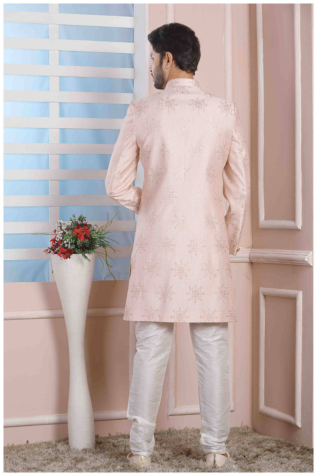 Raivat Ethnic Art Silk Thread Work Indo Western In Light Pink Colour