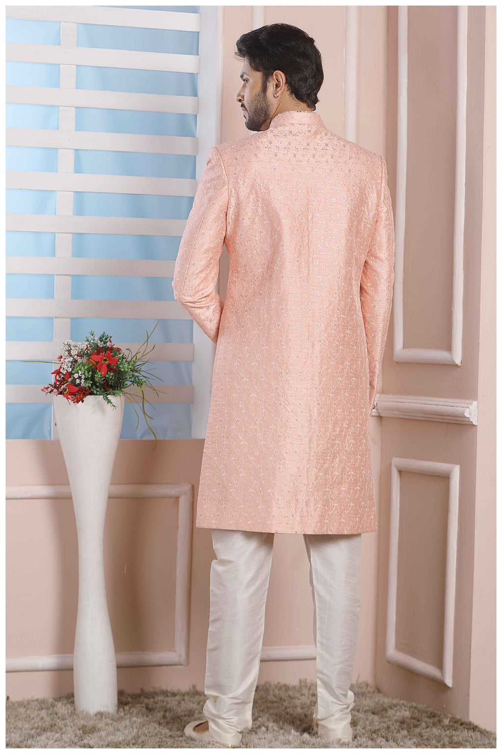 Raivat Ethnic Art Silk Thread Work Indo Western In Pink Colour
