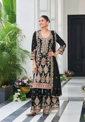 Anaita Black Heavy Chinon With Embroidery Readymade Sharara Suit