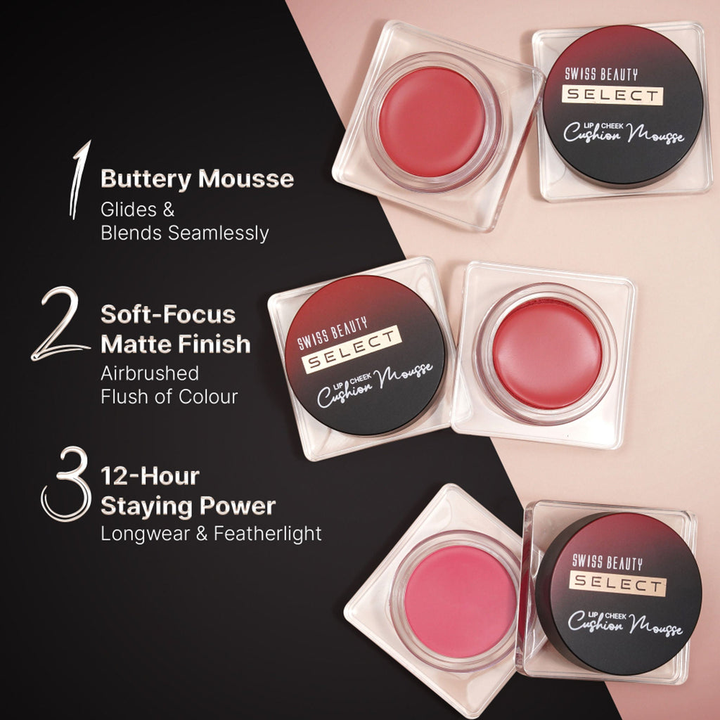 Swiss Beauty Select Lip And Cheek Cushion Mousse With Vitamin E - 3 Elevate Pink