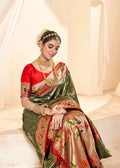 Anaita Mehendi Designer Weaving Pure Paithani Tissue Silk Saree With Blouse