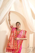 Anaita Pink Designer Weaving Pure Paithani Tissue Silk Saree With Blouse