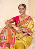 Anaita Yellow Designer Weaving Pure Paithani Tissue Silk Saree With Blouse