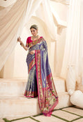 Anaita Blue Designer Weaving Pure Paithani Tissue Silk Saree With Blouse