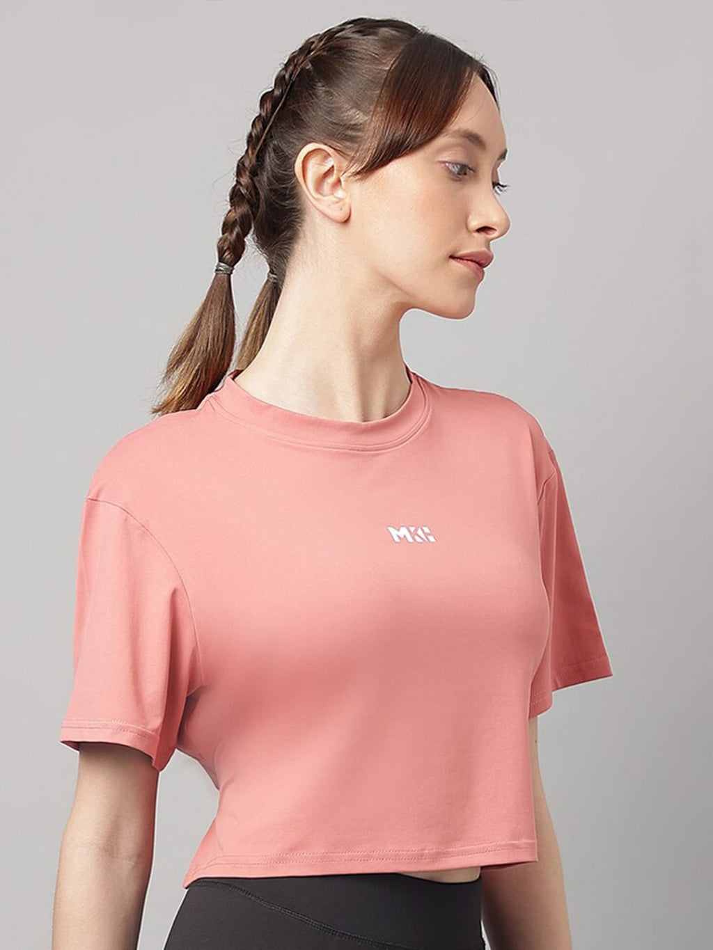 MKH Round Neck Short Sleeves Dri-FIT Yoga Sports Crop T-shirt