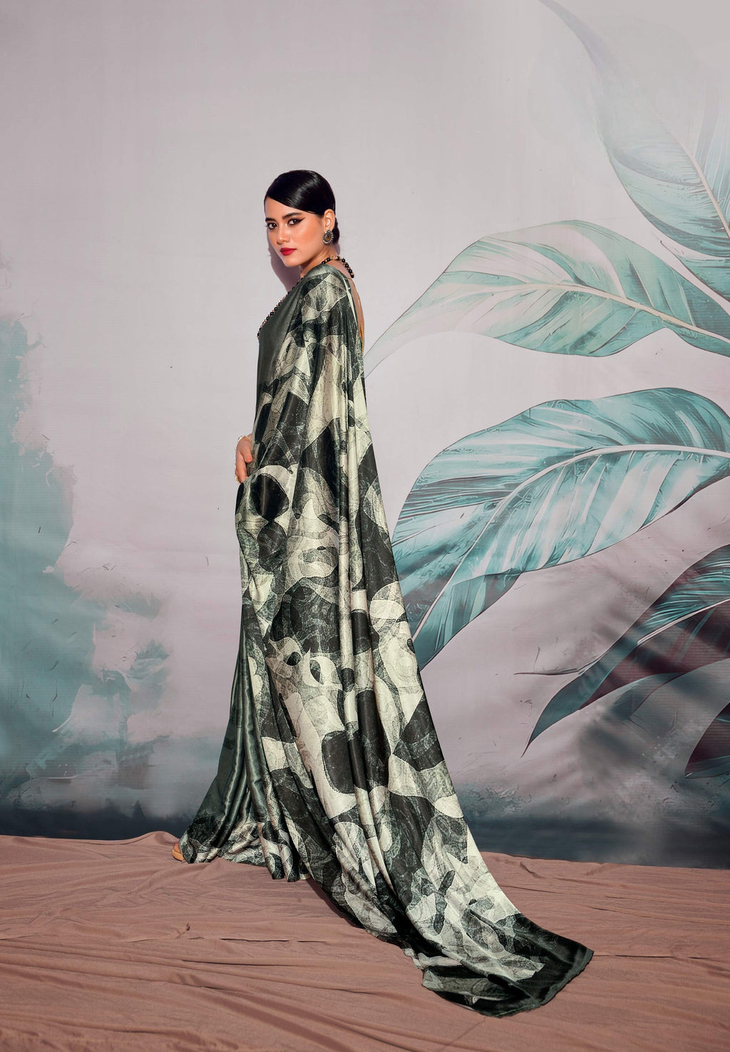 Anaita Black Pure Satin Silk With Zari Weaving Saree With Blouse