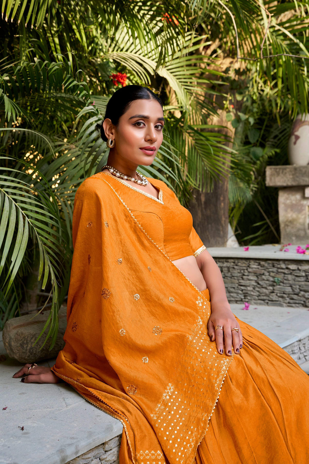 Evanik Women Pure Chanderi Plain With Zari Weaving Work Border Stitched Lehenga With Unstitched Blouse Dupatta