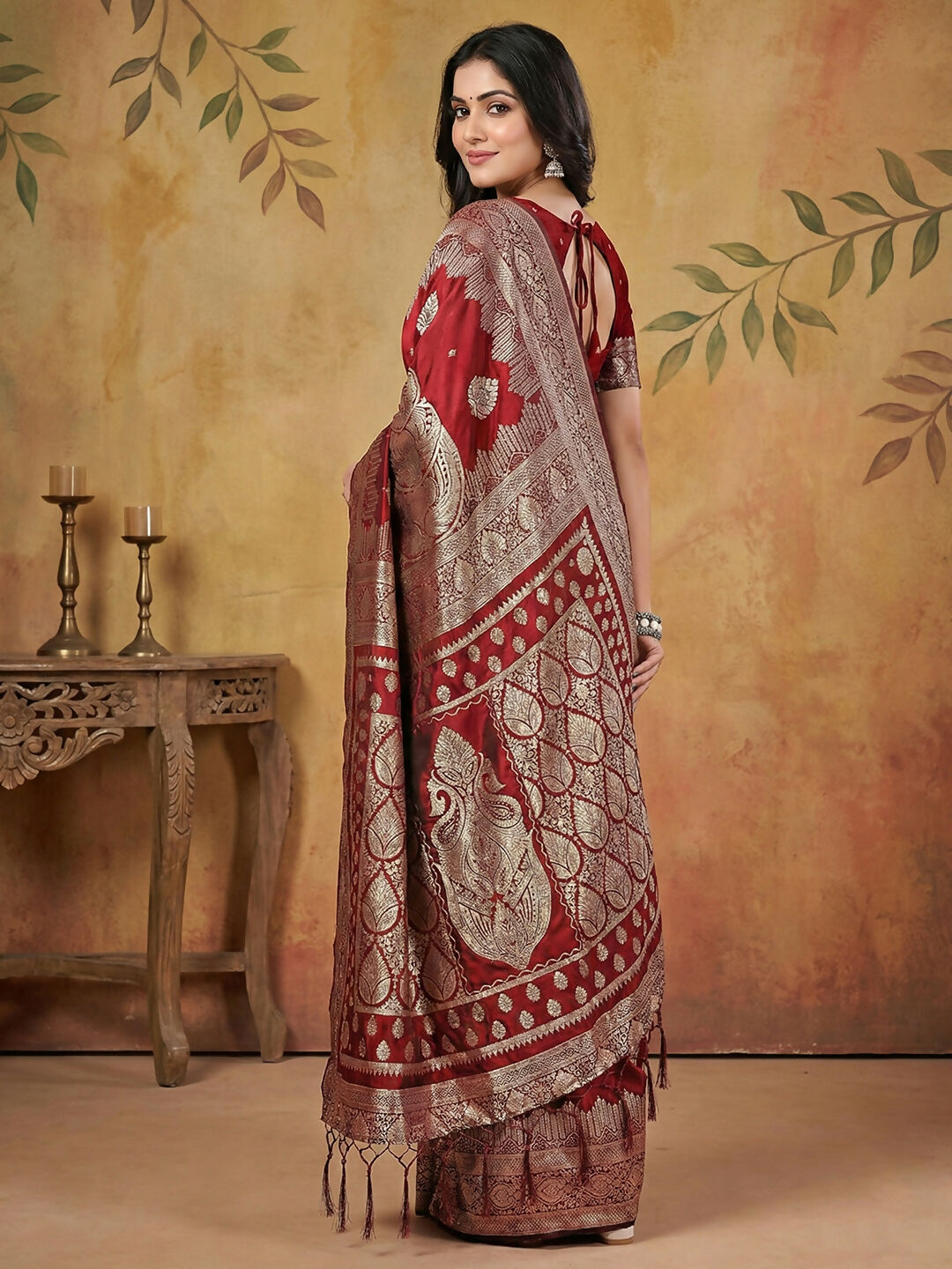 Shree Shyam Fashion Maroon Silk Blend Saree