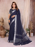 Anaita Teal Weaving Linen Cotton Saree With Blouse