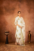 Joban Fashion Off White Yellow Hand Block Printed Cotton Suit Set
