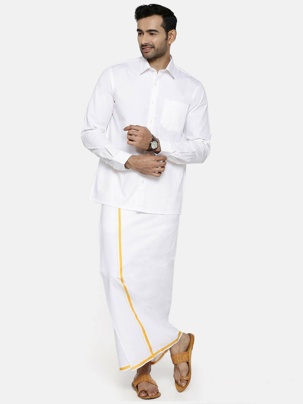 Ramraj Cotton Mens Full Sleeve Formal 100 % Cotton White Shirt