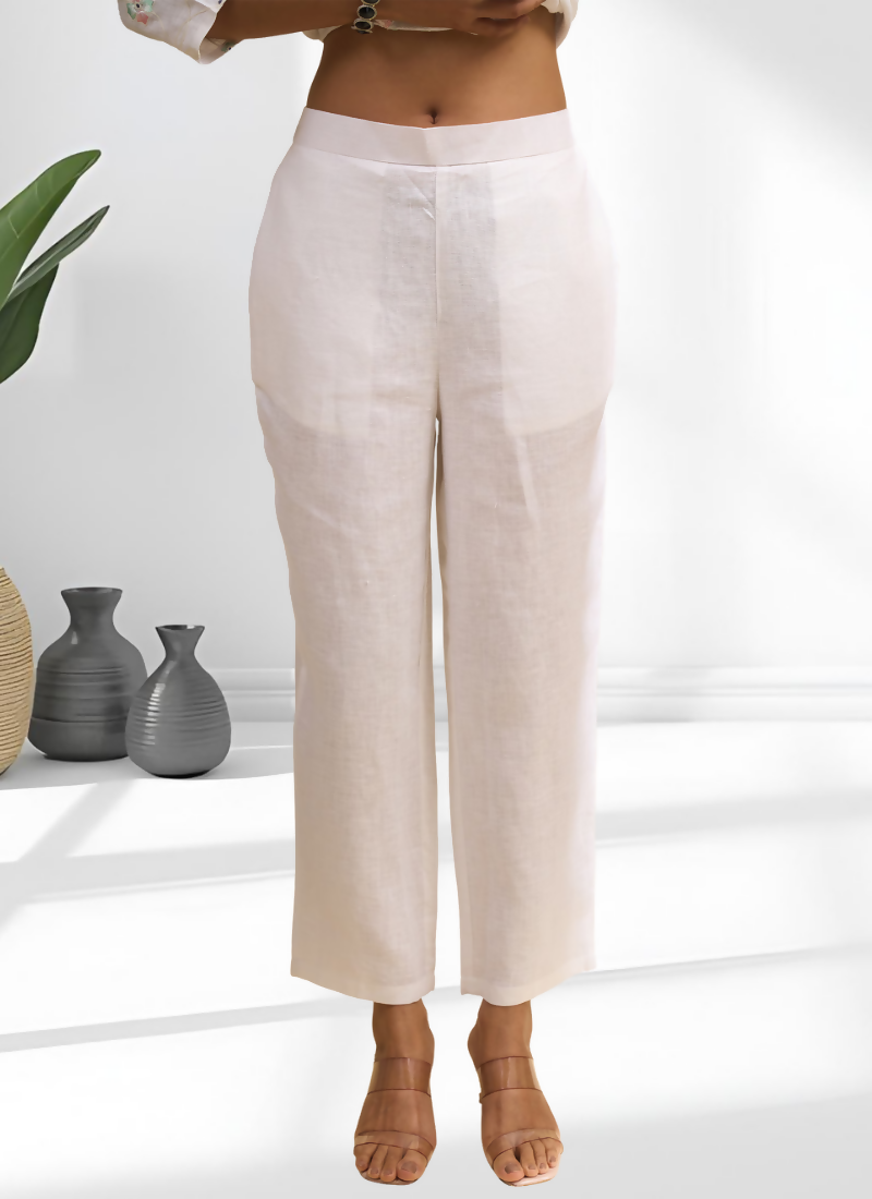 Joban Fashion Off White Linen Embroidered Readymade Cord Set