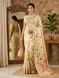 Shree Shyam Fashion Cream Linen Cotton Saree