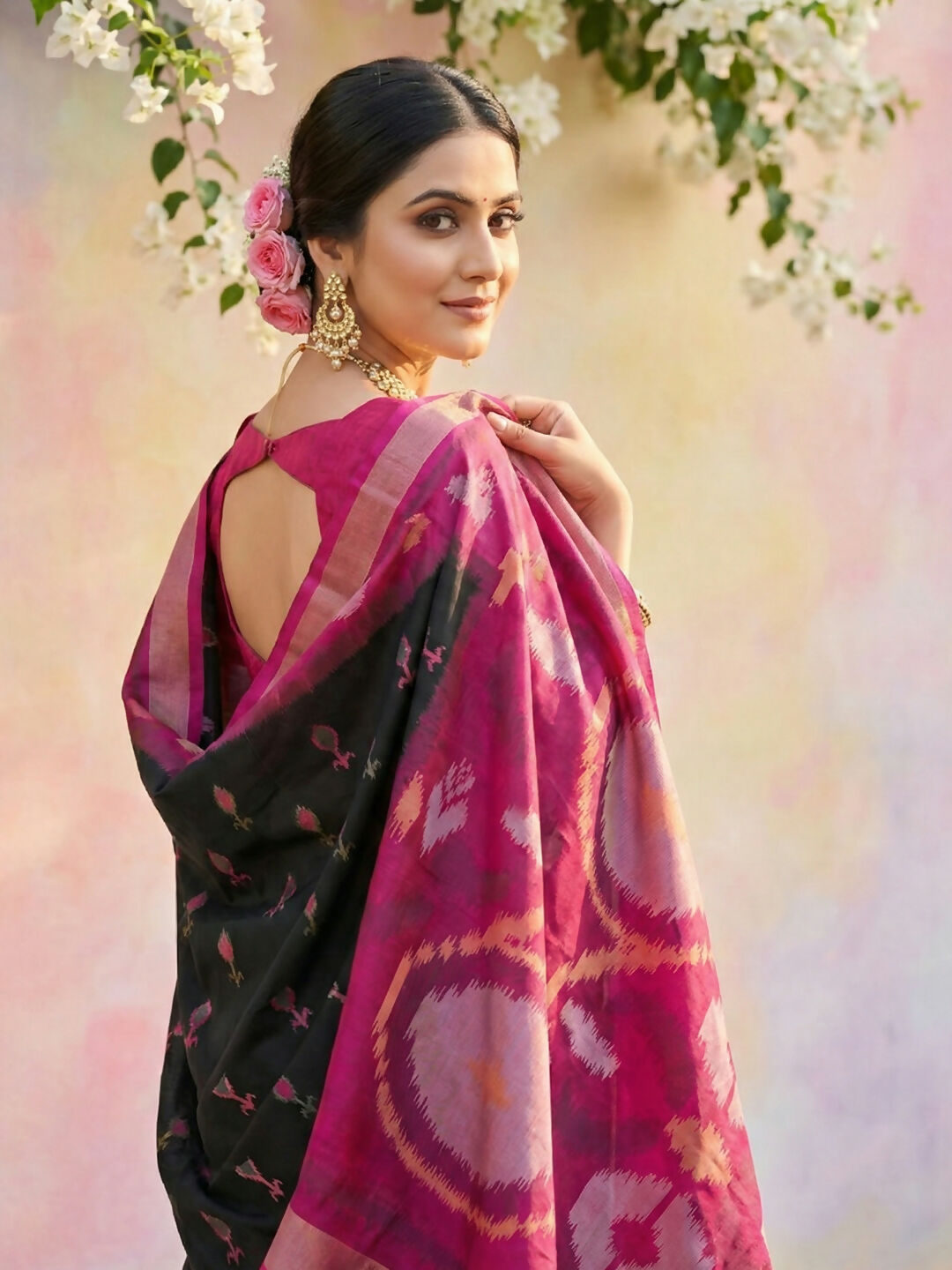 Shree Shyam Fashion Black Soft Silk Saree