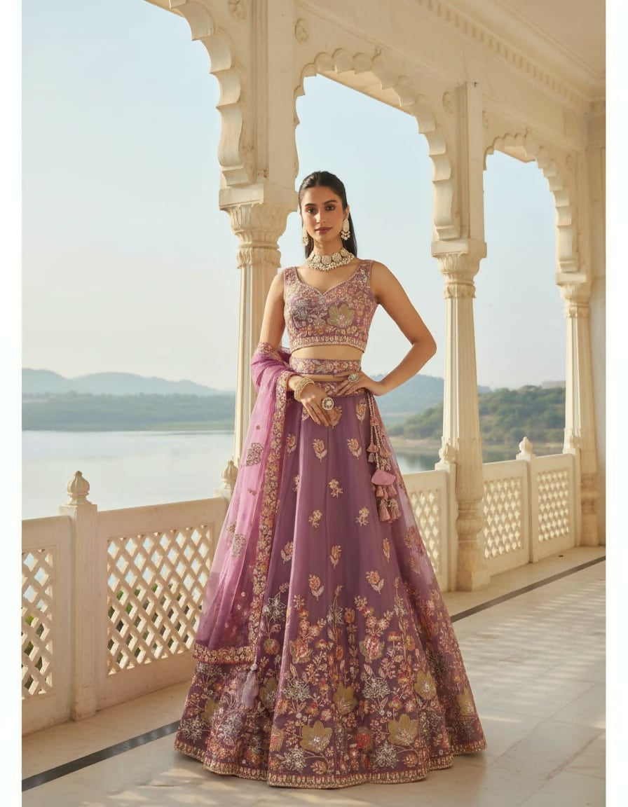 Lehenga Mart Designer Indian Wedding Lehenga Choli-Lavender