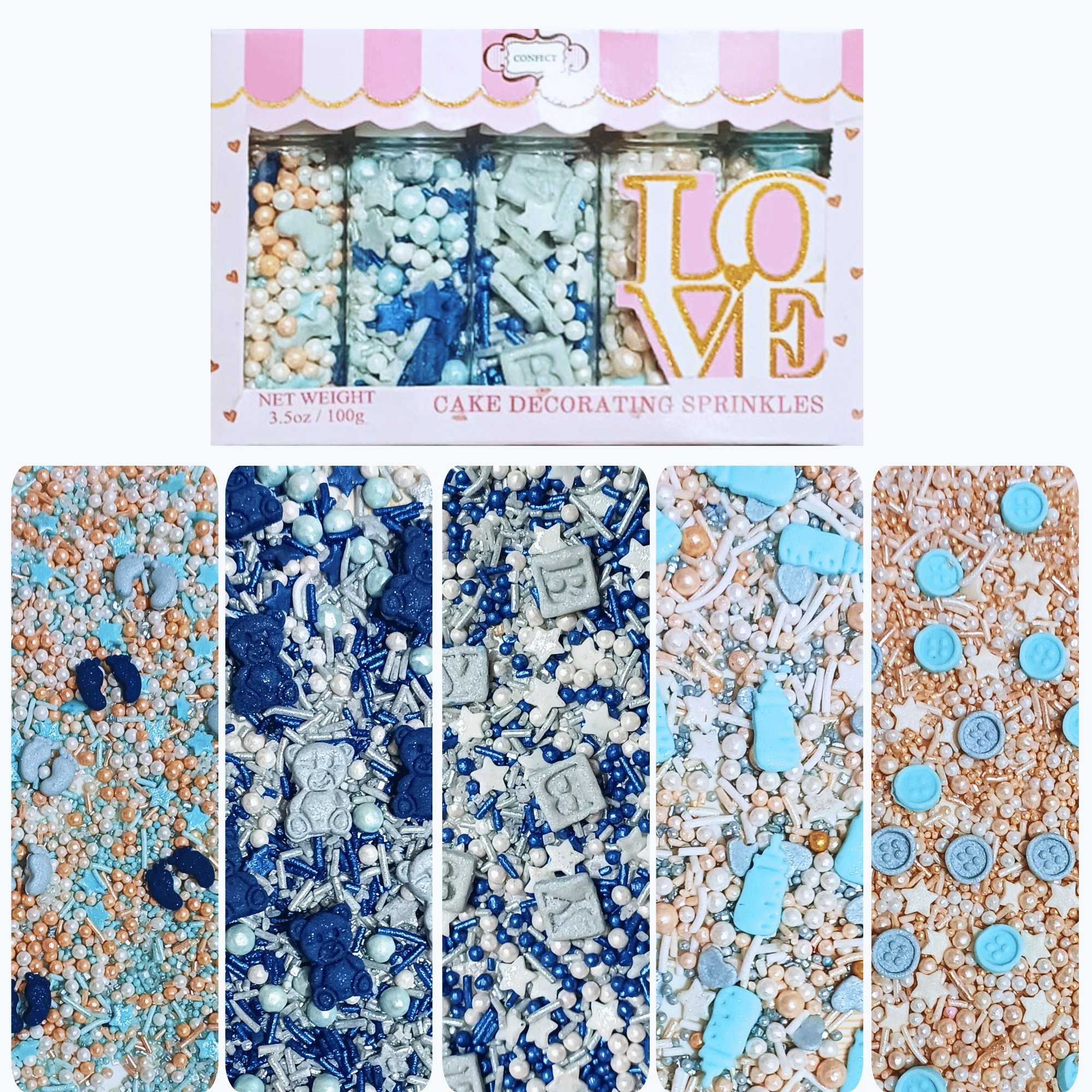 Confect Boys Baby Shower Sprinkles | Gender Reveal Sprinkles
