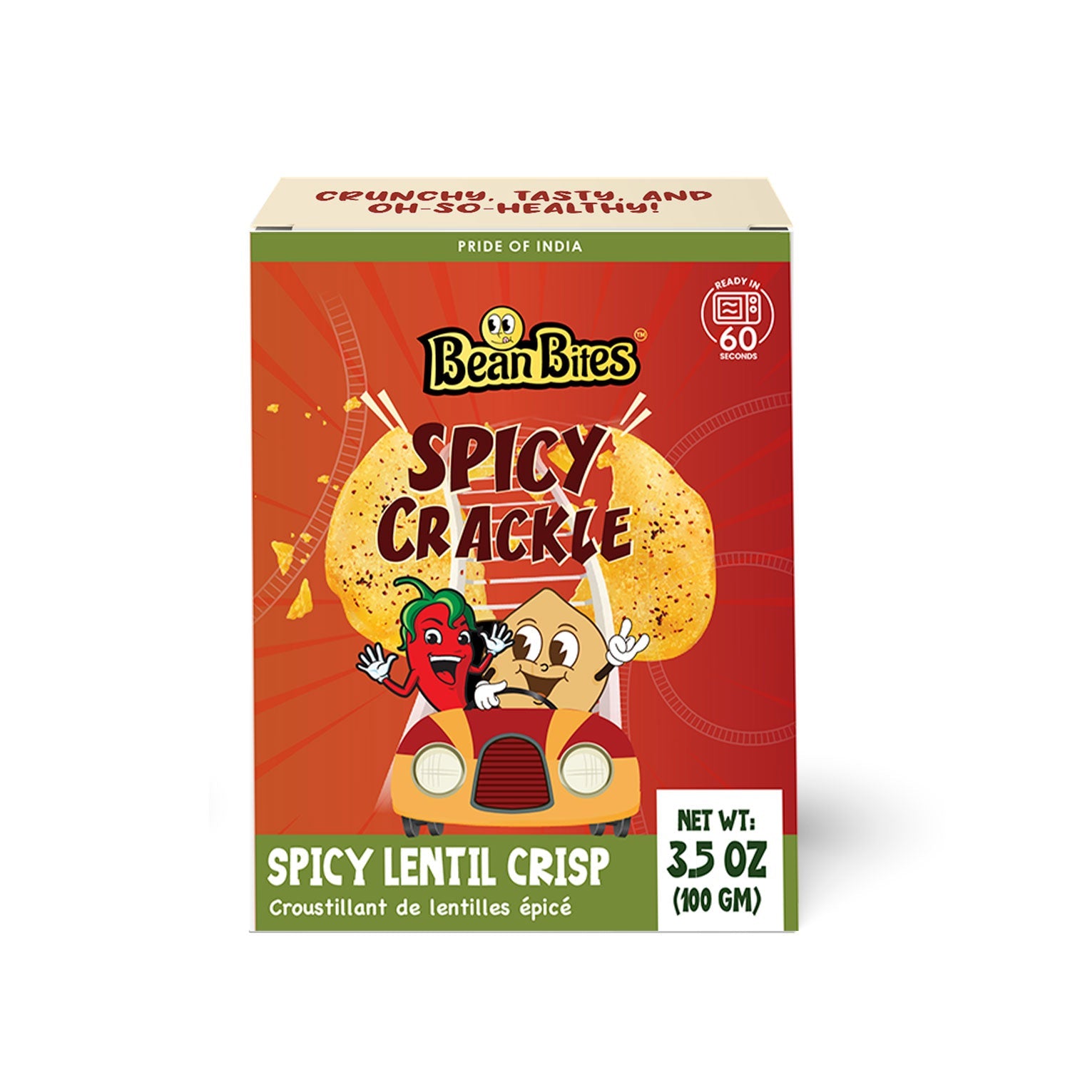 Bean Bites | Spicy Crackle Lentil Crisp 3.53 oz (100 g) | Round Crunchy Bites
