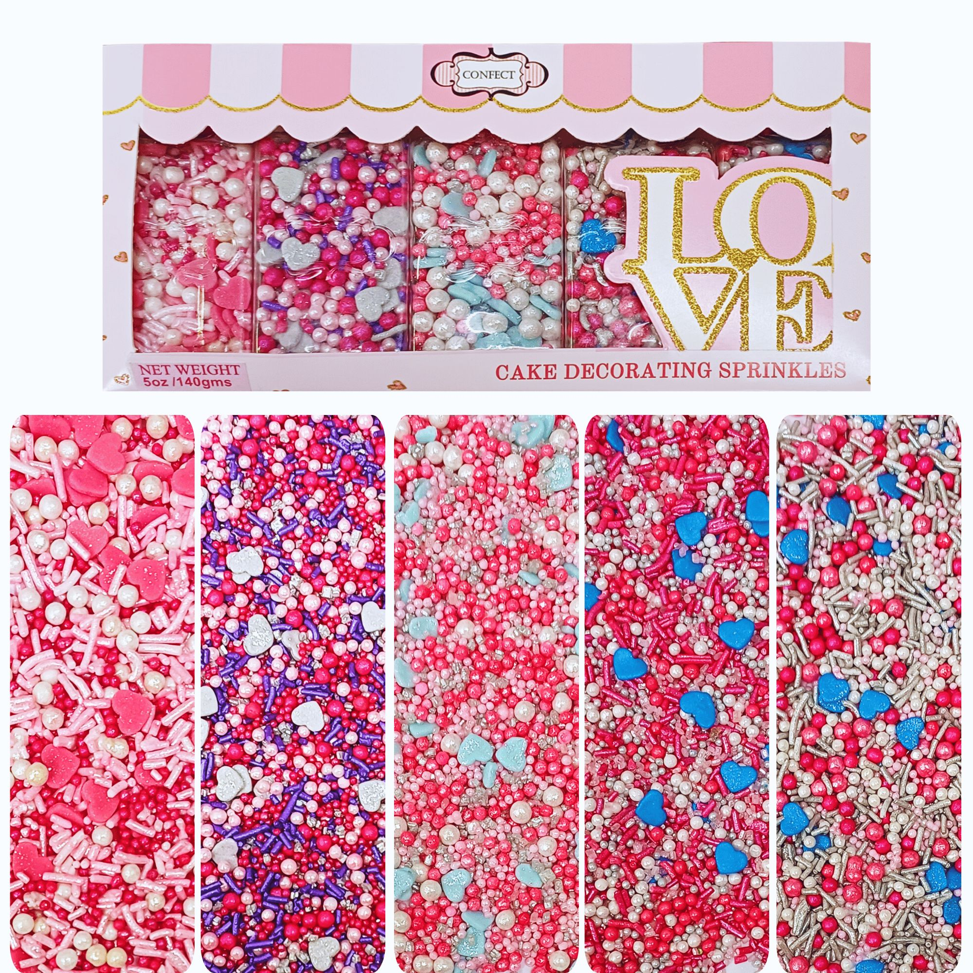 Confect Valentine Sprinkles | 16 Edible Decoration for Baking & Dessert