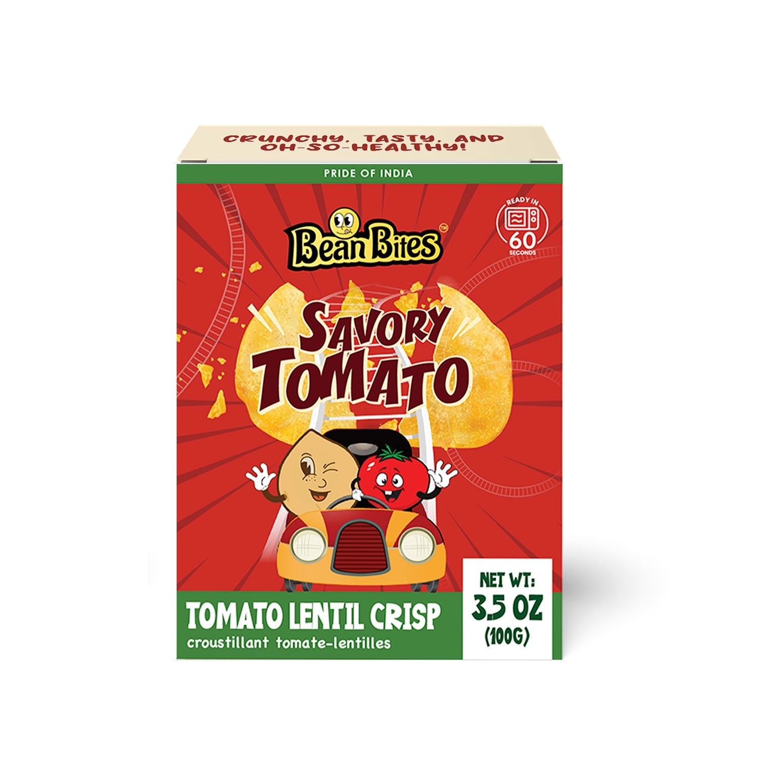 Bean Bites | Savory Tomato Lentil Crisp 3.53 oz (100 g) | Round Crunchy Bites