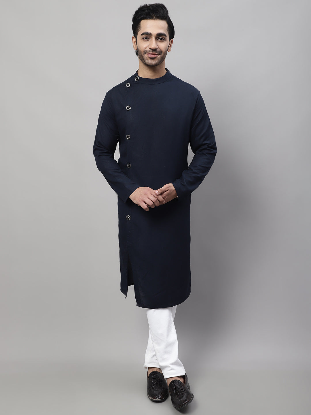 Even Apparels Blue Sherwani Kurta With Asymetrical Cut