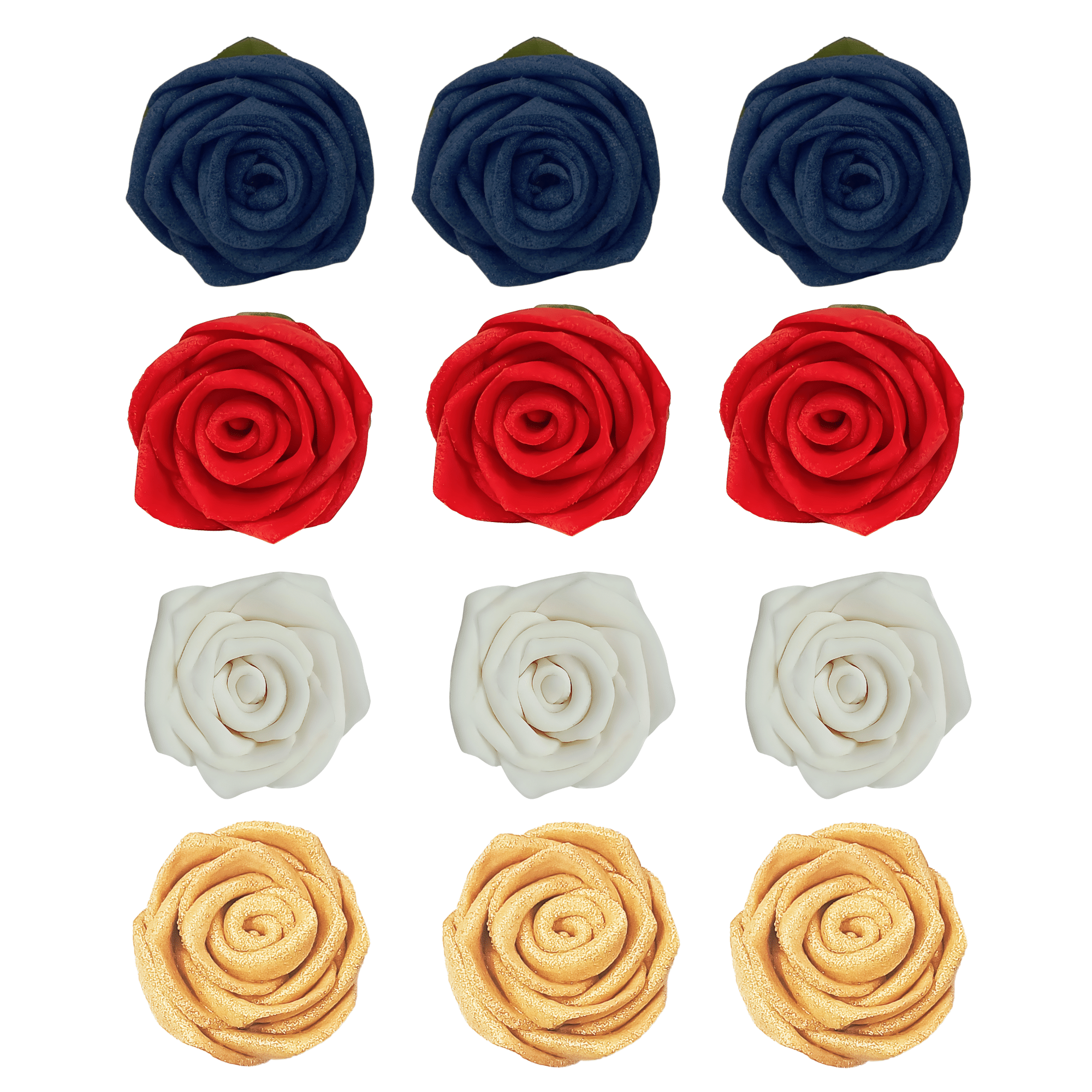 Confect Edible Sugar Roses Cake Toppers - Pack of 12 (03)