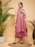 InWeave Women's Wine Lurex Short Pallazo Kurta Set