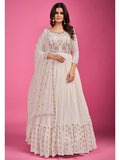 Myra White Pure Georgette Embroidered Gown
