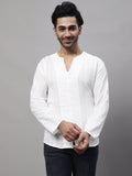Even Apparels White Pure Cotton Open Neck Kurta