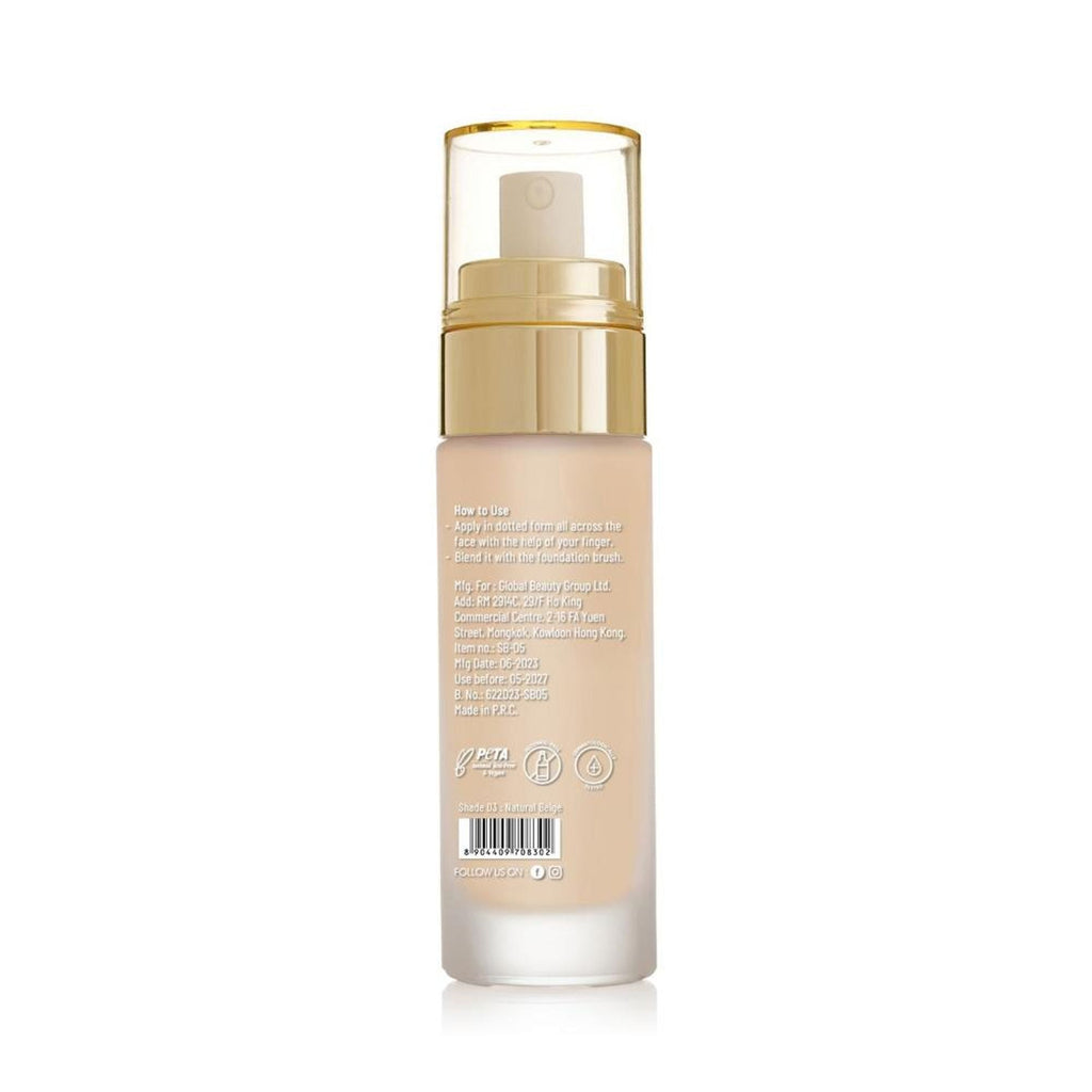 Swiss Beauty High Performance Foundation With Vitamin C & Niacinamide Light-Weight - 03 Natural Beige